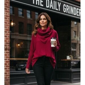 Nellbang Oversized Sweater Cowl Neck Long Sleeve Relaxed Fit Soft Knit -One Size